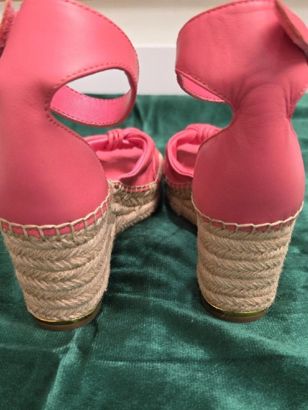 Franco Sarto Clementine Strawberry-Pink Knot Espadrille Wedge Sandals - Size 5.5